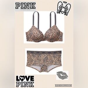 Victoria’s Secret Pink Wear Everywhere Super Push Up Bra 40B 40C & Panty Set